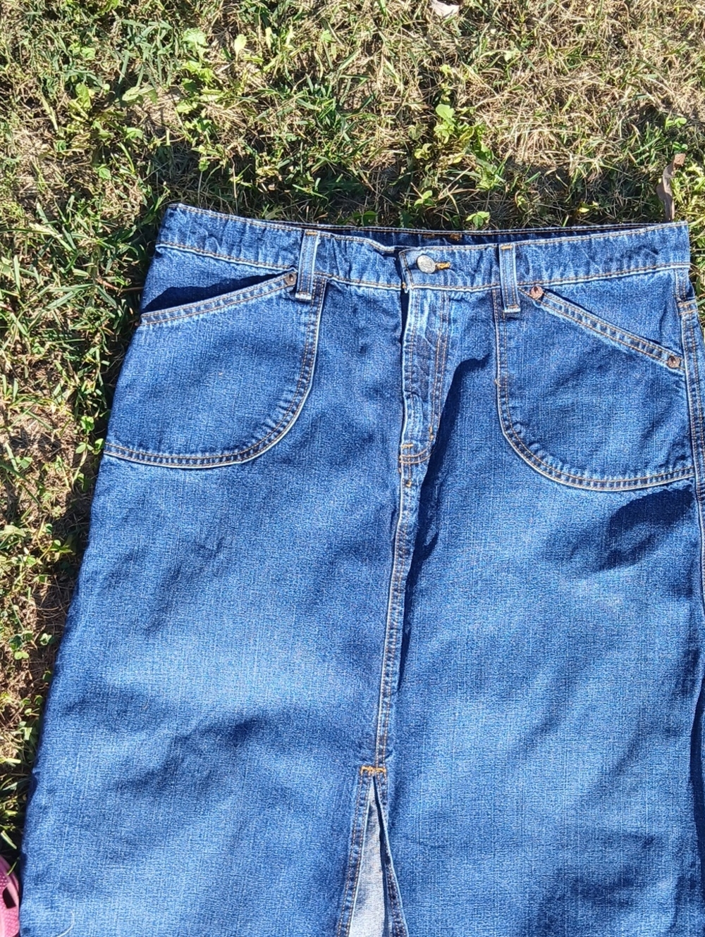 Vintage 90s Polo Ralph Lauren Maxi Jean Skirt Denim A Line - Picture 2 of 6